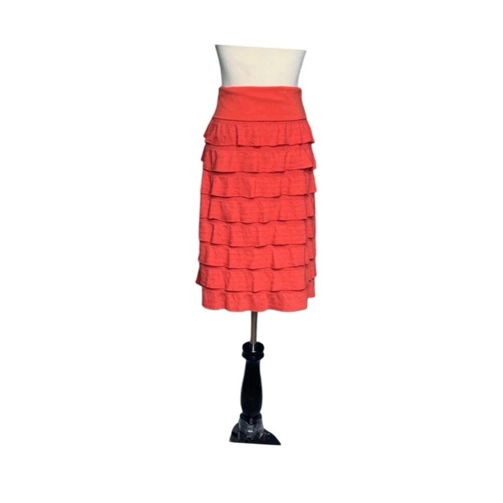 Max Studio orange ruffled pencil pull on skirt size small